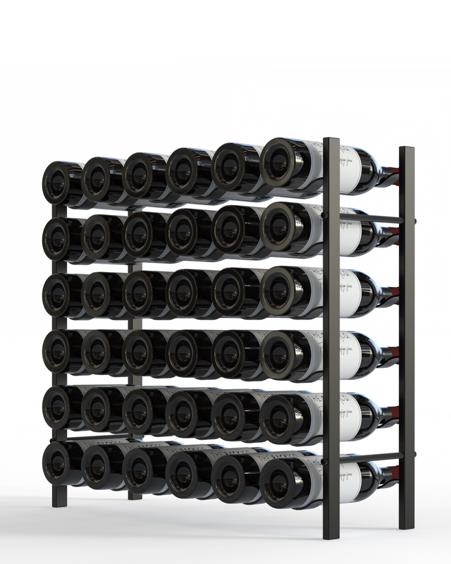 Freestanding floor wine rack black metal from The Rack Co. Wine Storage and Display Accessories for 36 bottles