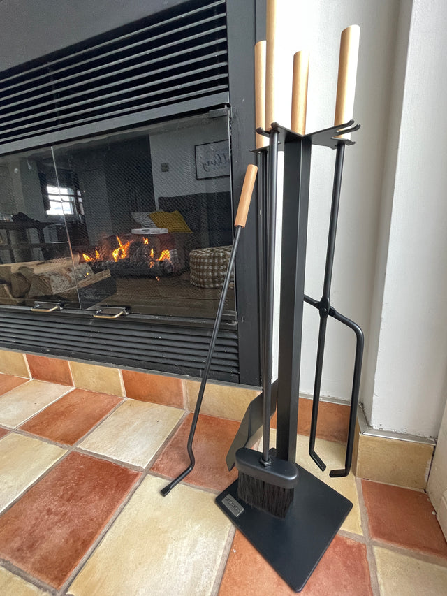 Fireplace Tool Kit Set with Wooden Handle from The Rack Co