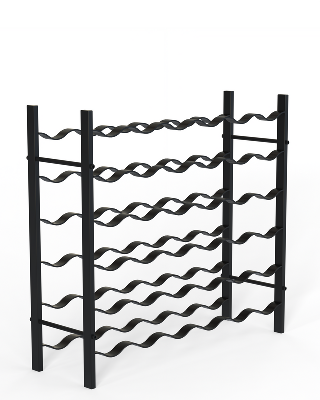 Freestanding floor wine rack black metal from The Rack Co. Wine Storage and Display Accessories 36 Bottles