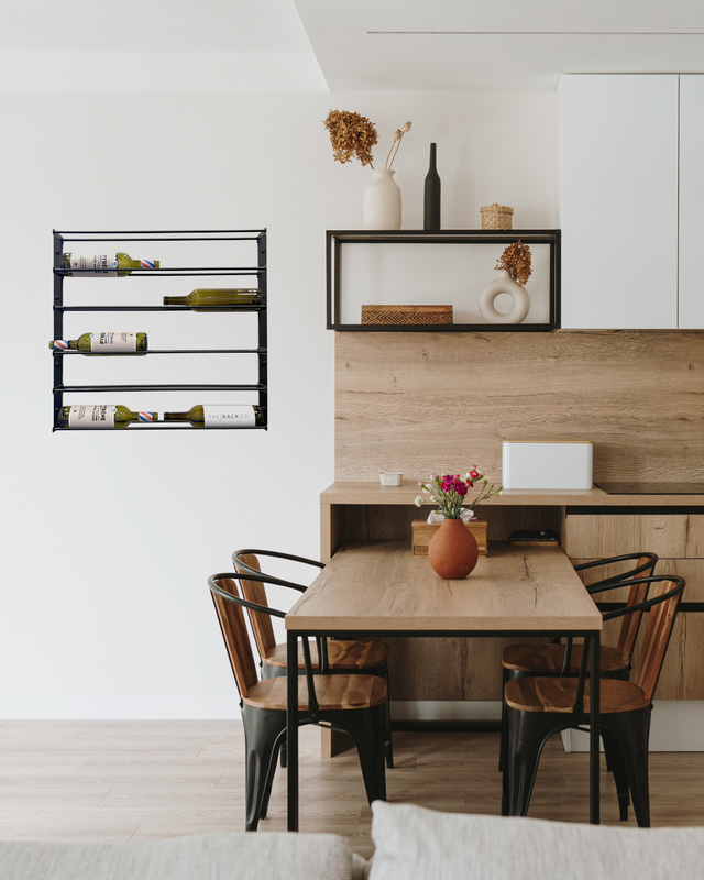 Wall-mounted Wine Rack Storage Display for 6 or 12 bottles horizontal label view home decor upgrade