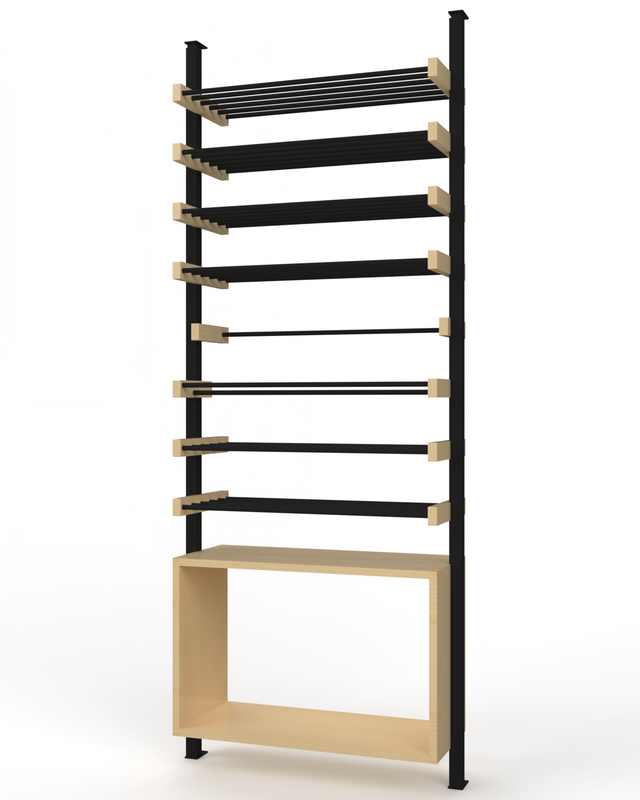 La Réserve modular wine display and cellar system by The Rack Co, designed and made in Québec, Canada.