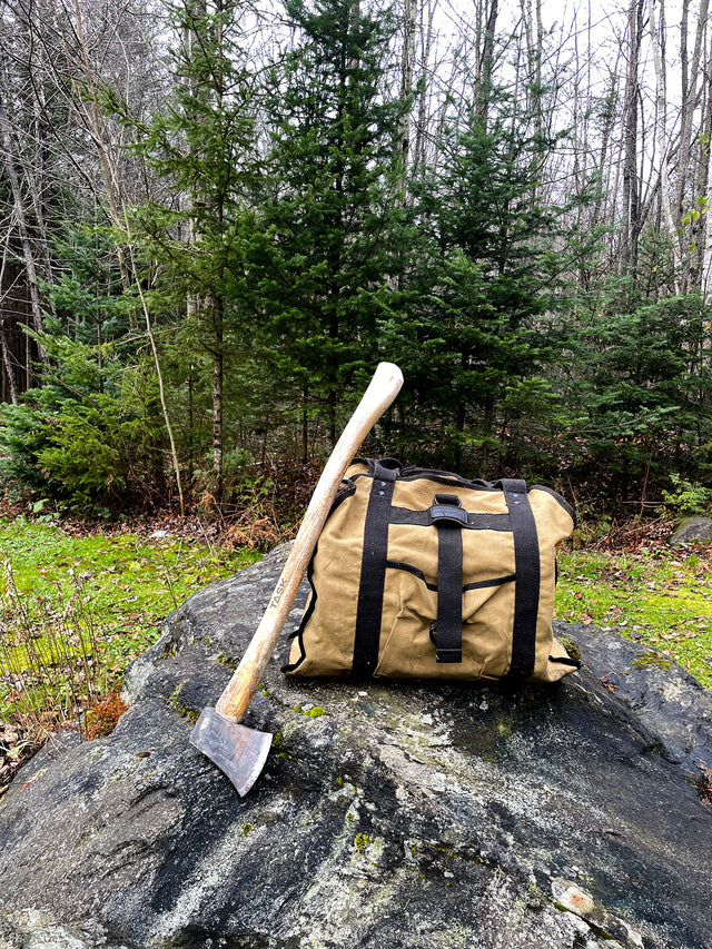 The Lumberjack Kit - Nordic Firewood Rack + 4 Wooden Tools + Log Carrier Bag
