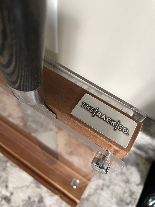 The Rack Co Magnetic Knife Block Wood Countertop Protective Plexiglass Safe