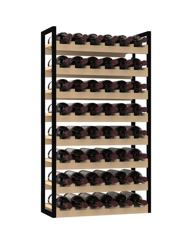 Wine Bottle Storage for 48 bottles. Freestanding metal and wood wine rack for home wine cellar