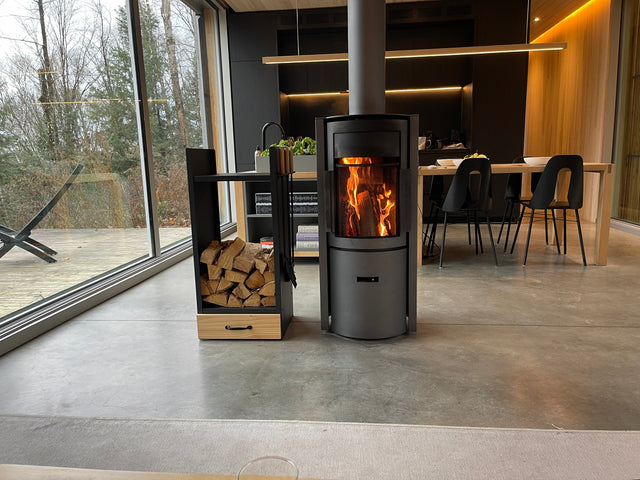 Modern Fireplace Firewood Rack with Drawer Large-Capacity from The Rack Co.