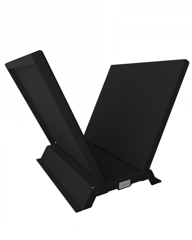 Modern V-shaped firewood rack ifor small spaces n matte black steel, designed for indoor and outdoor log storage by The Rack Co.