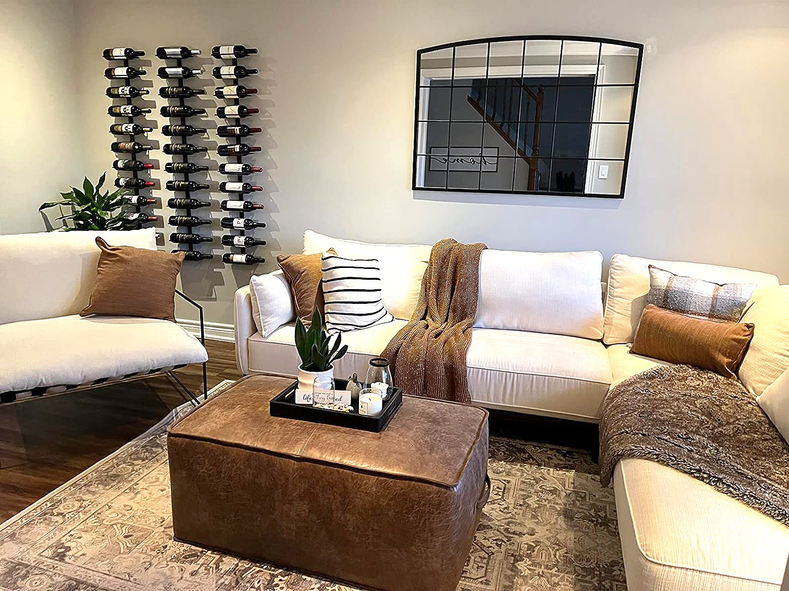 Wall Mounted Wine Rack Center Frame Wine bottle storage cellar DIY Living Room