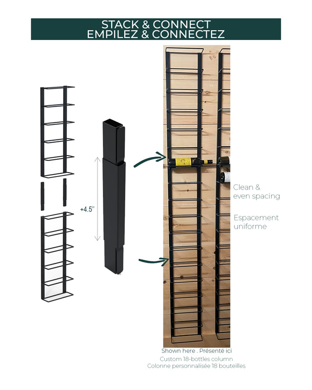 Expandable Double-Frame modular wine display system with Wine Rack Connectors by The Rack Co