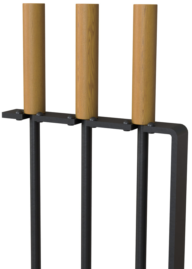 Fireplace Tools Set with Metal Base and Wooden Handle