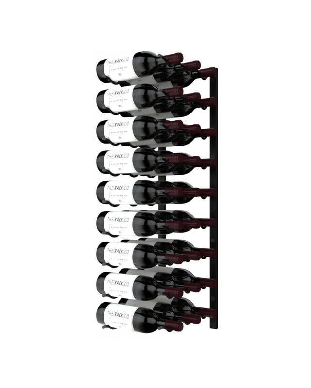 Classic wall mounted wine rack 9 bottles hooks triple depth holder label-view display for 27 bottles The Rack Co 