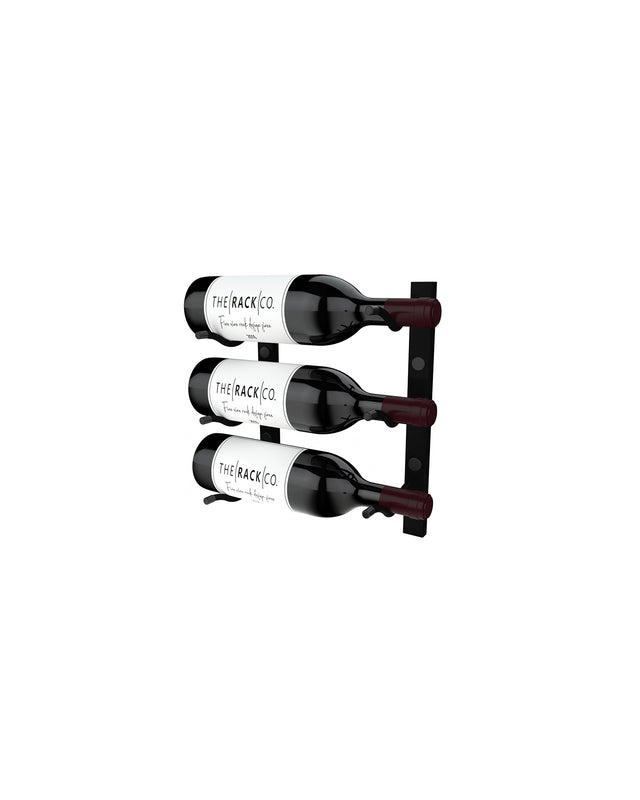 Classic wall mounted wine rack 3 bottles hooks single depth holder label-view display The Rack Co 