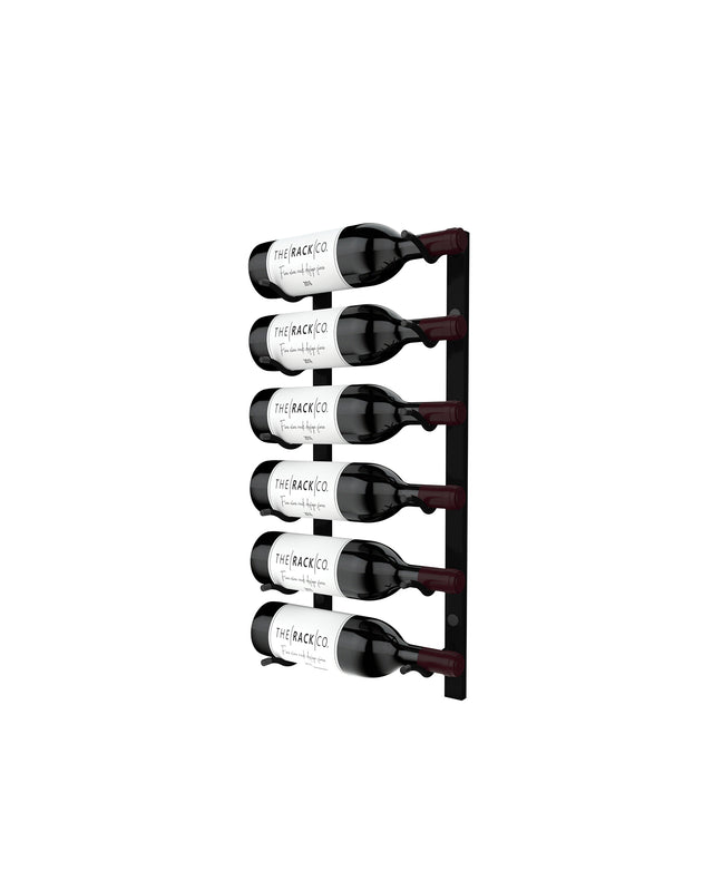 Classic wall mounted wine rack 6 bottles hooks single depth holder label-view display The Rack Co 