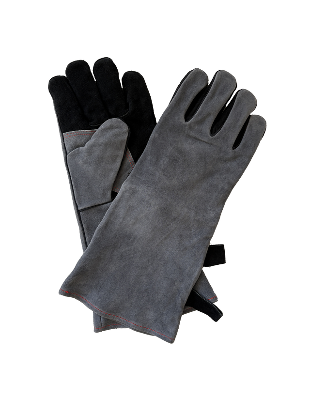 Heat Resistant Fireplace Gloves for Fireplace Wood Stove Firepit BBQ smoker Hand Protection Grey Leather Fireplace Accessories from The Rack Co Canada