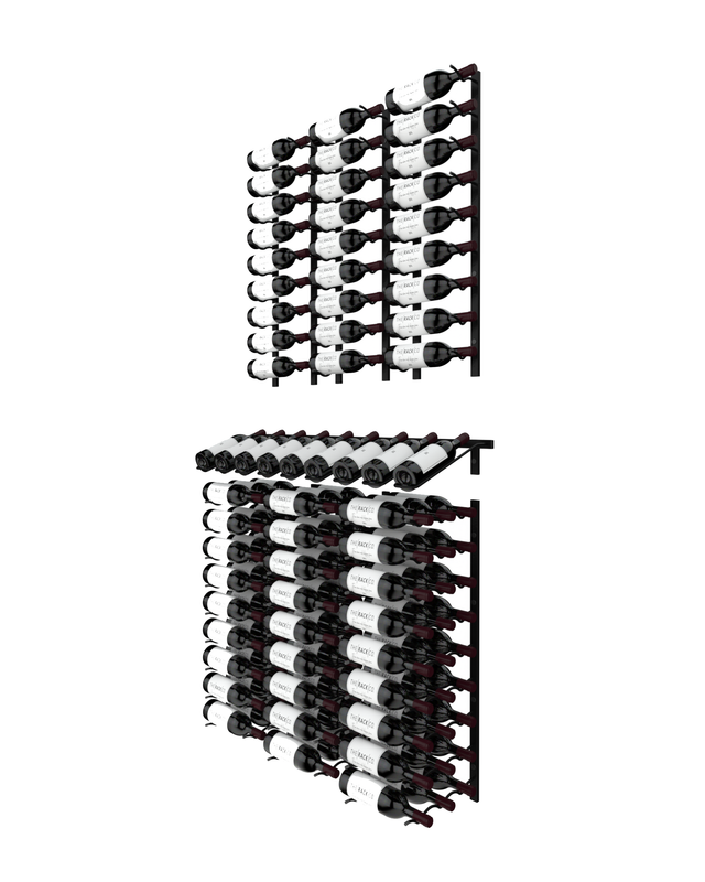 48-bottle wall-mounted wine rack kit with Classic racks and a Sommelier in column vertical display, perfect for creating a full wine wall or home wine cellar. The Rack Co Quebec Canada