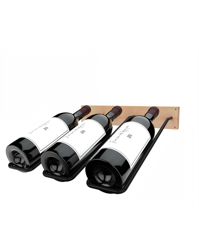 3 bottles wall-mount wine rack Sommelier presentation display showcase wine storage for home wine cellar The Rack Co Canada light wood bracket