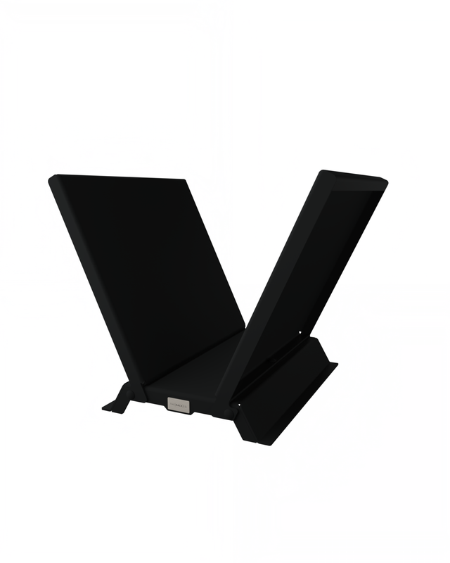 Modern V-shaped firewood rack in matte black steel, designed for indoor and outdoor log storage by The Rack Co.