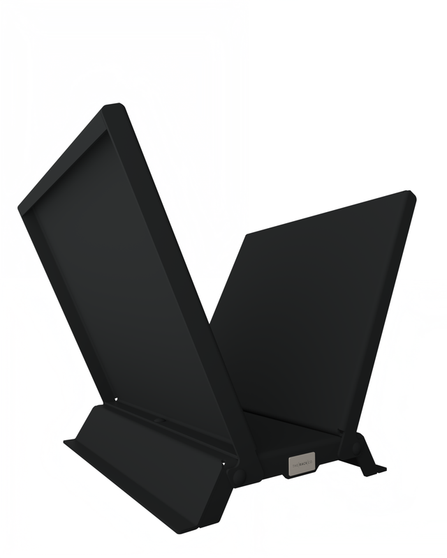 Modern V-shaped firewood rack in matte black steel, designed for indoor and outdoor log storage holder by The Rack Co.