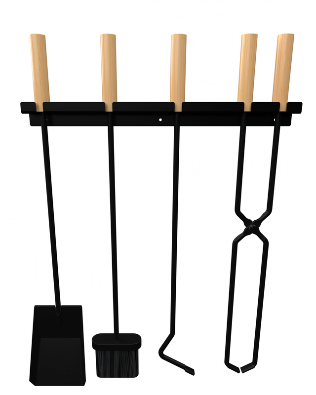 Wall Mount Fireplace Tool Kit Broom Poker Brush Pincer Grabber The Rack Co Canada