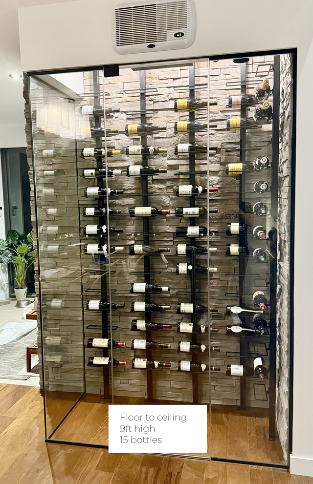 Wine Rack Column Floor to Ceiling The Rack Co custom made in Canada for Home Wine Cellar Display Storage Modern Glass Enclosure