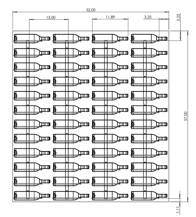 Wall mounted Wine Cellar for 48 bottles Dimensions The Rack Co. Home Wine Storage Display